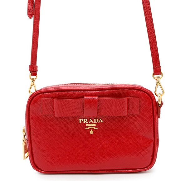 PRADA Red Leather Shoulder Bag - Picture 1 of 14